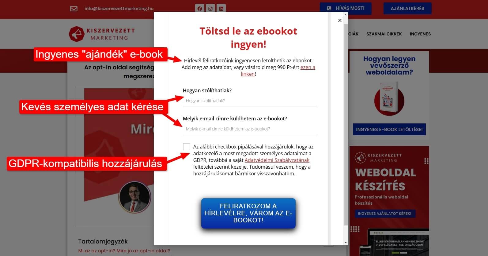Hírlevél feliratkozás űrlap